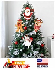 Large 13" Length Christmas Tree Decorations Ornaments Set of 4, Wooden Christmas