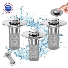Bathroom Sink Drain Strainer Removable Stainless Steel Filter Basket 2pcs