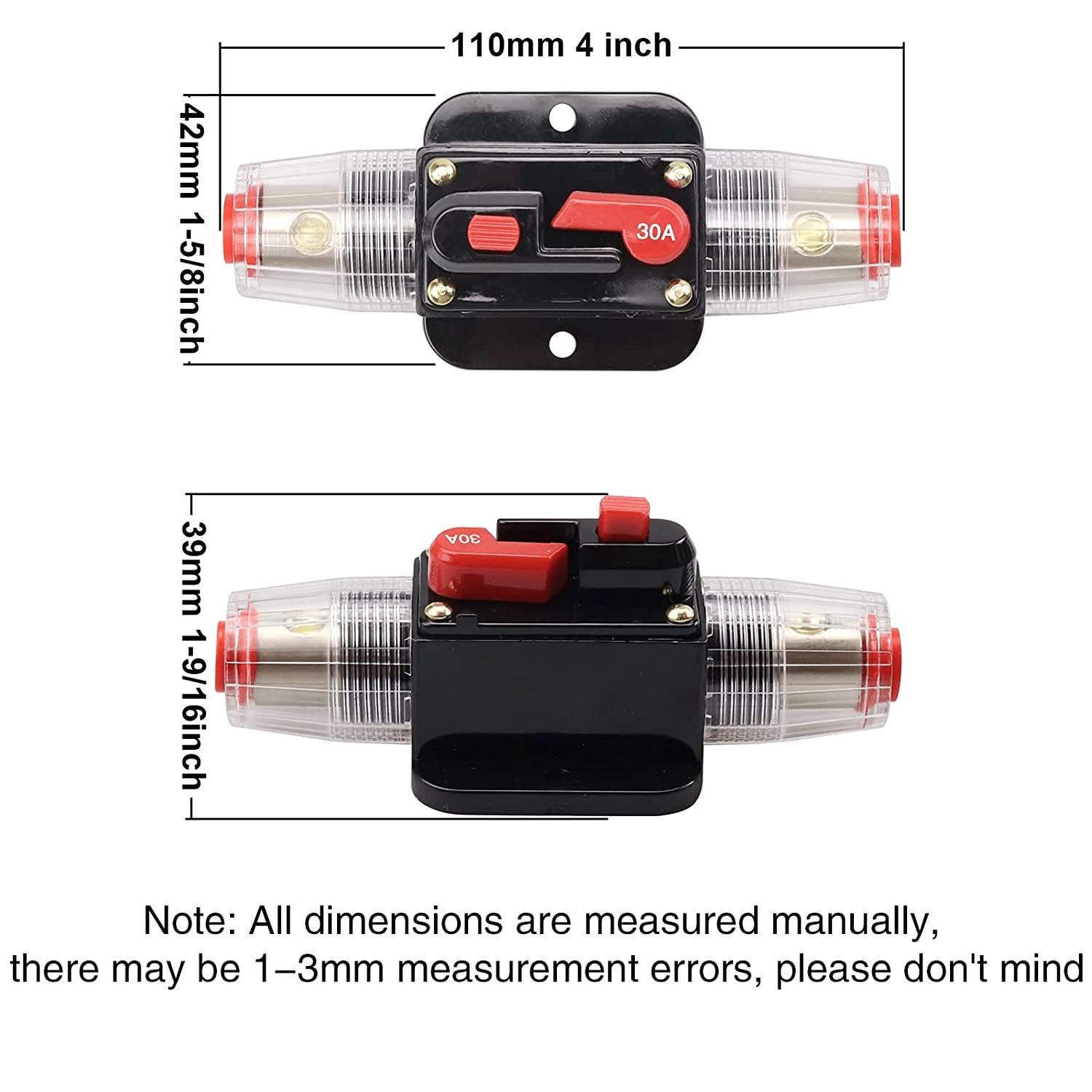 12-24V DC 30A Fuse Holder Resettable Inline Circuit Breaker Inverter... 
