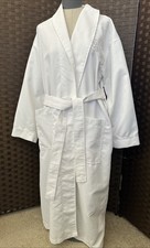 Long White Kimono Style Lightweight Spa Shower Robe Cotton Waffle Belted One Sz