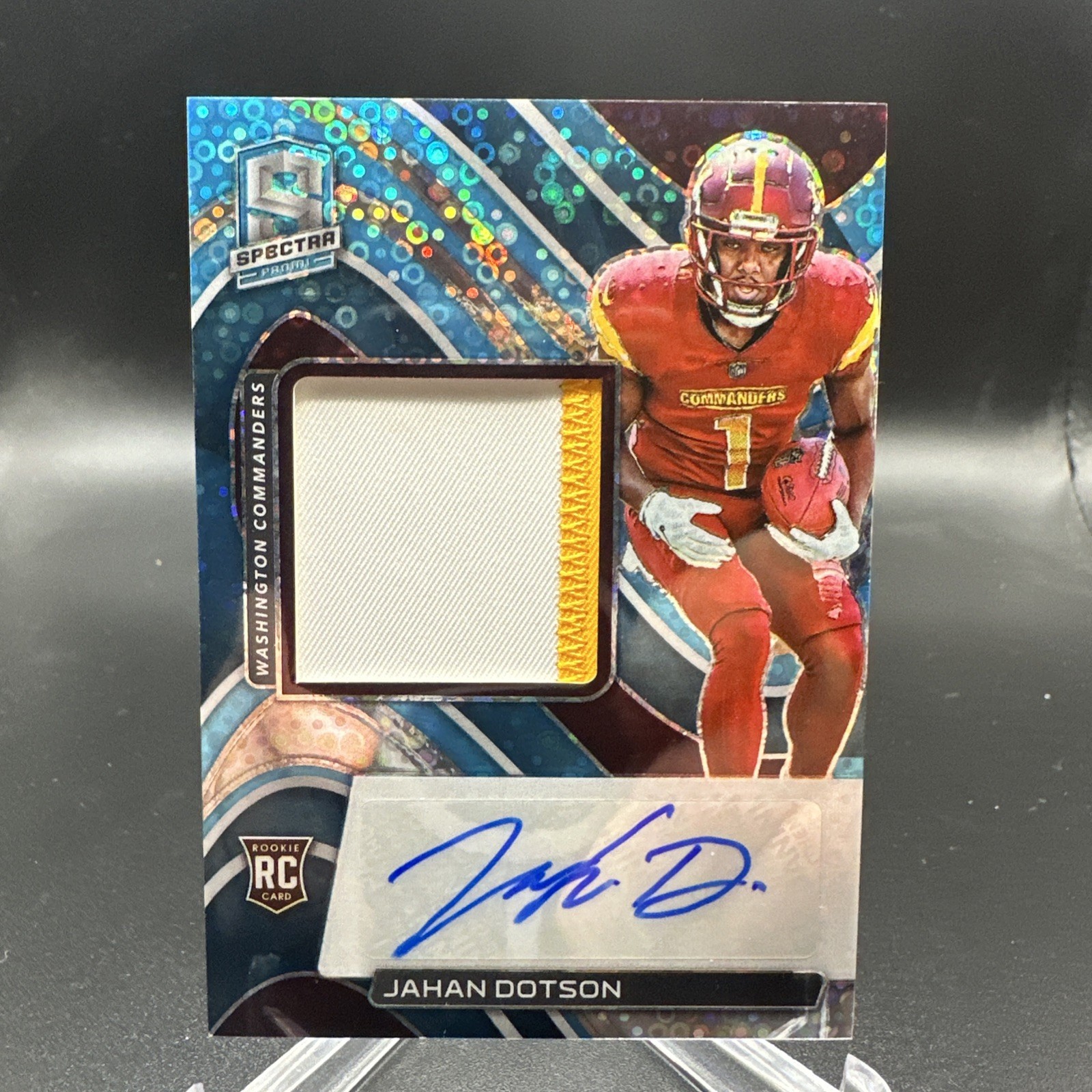 2022 Panini Spectra Football Jahan Dotson RC Patch Auto RPA Blue Disco /60