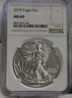 2018  US Silver Eagle $1 NGC MS69
