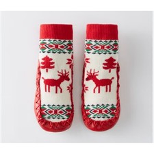 Hanna Andersson Kids Christmas Slipper Socks 2-4 Deer Trees Holiday Red NWT