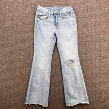 Old Navy Girls High Rise Slouchy Flare boot Distressed Light Wash Jeans Size 12