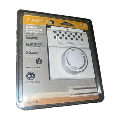 Cadet 08734 White Double-Pole Built-In Thermostat Baseboard BTF2W
