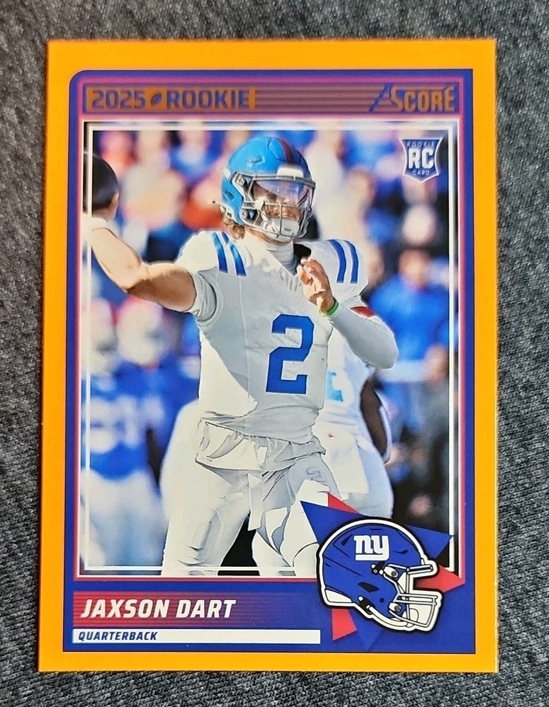 2025 Score Football Jaxson Dart Orange Parallel Rookie Card #35 Giants NM/MT