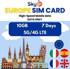 Europe Travel Data eSIM / 30 Countries, Vodafone/EE/Orange, 7days - 30days