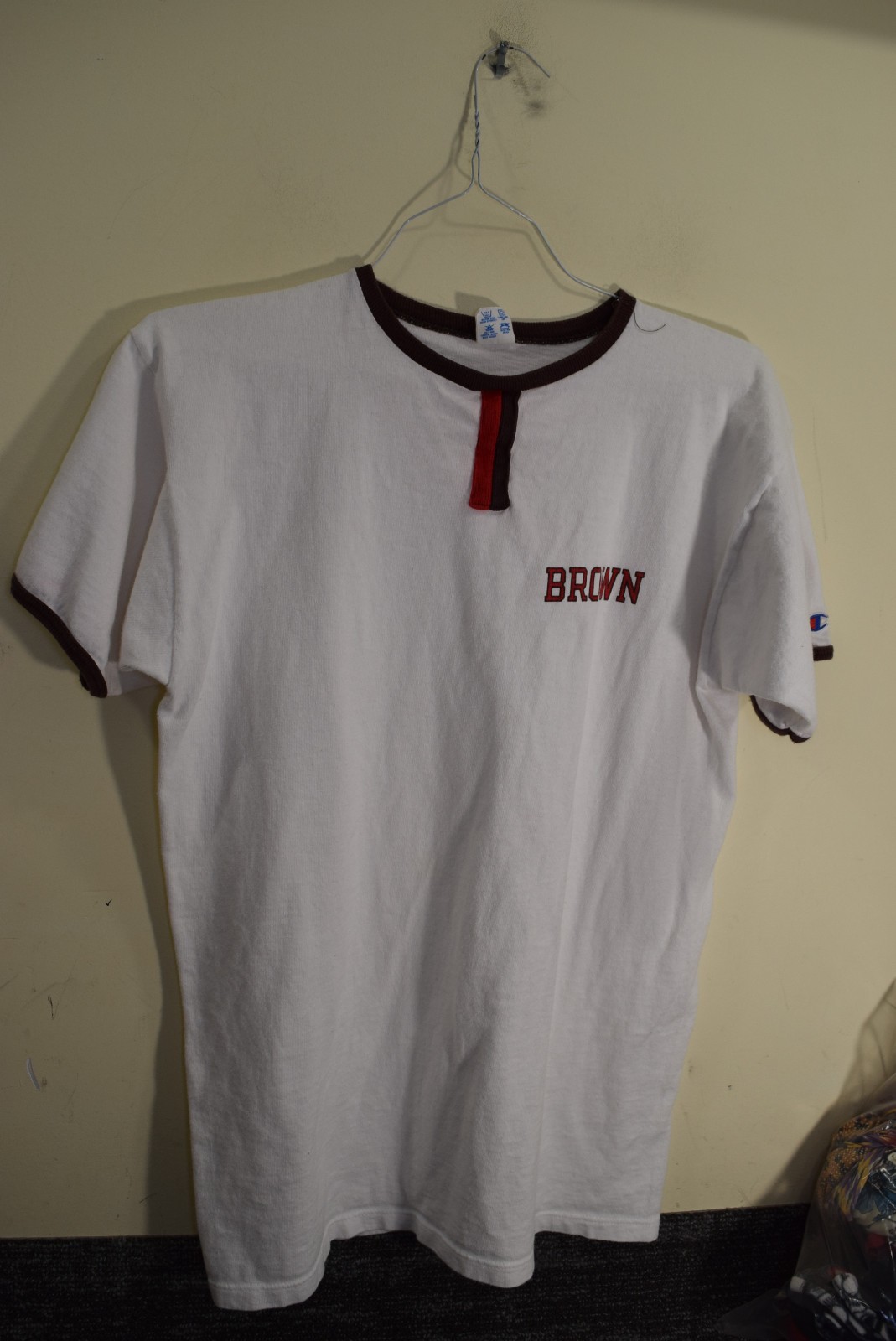 Vintage 70s Champion IVY League BROWN UNIVERSITY Ringer T Shirt MENS L FLAWS