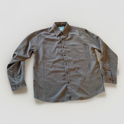 GNW Men s XL Brown Sueded Microfiber Long Sleeve Collared Button Up Shirt