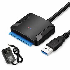 USB 3.0 to SATA III Adapter For 2.5" 3.5" SSD HDD Hard Drive - With Power Supply
