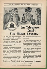 Magazine Ad - 1910 - AT&T / Bell System - One Telephone, Dumb