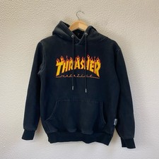 Thrasher Flame Logo Hoodie Mens Medium Black Good Skateboard Magazine Graphic