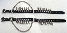 Black Full Grain Leather Boot Straps with Hanging Chains High Quality USA Made