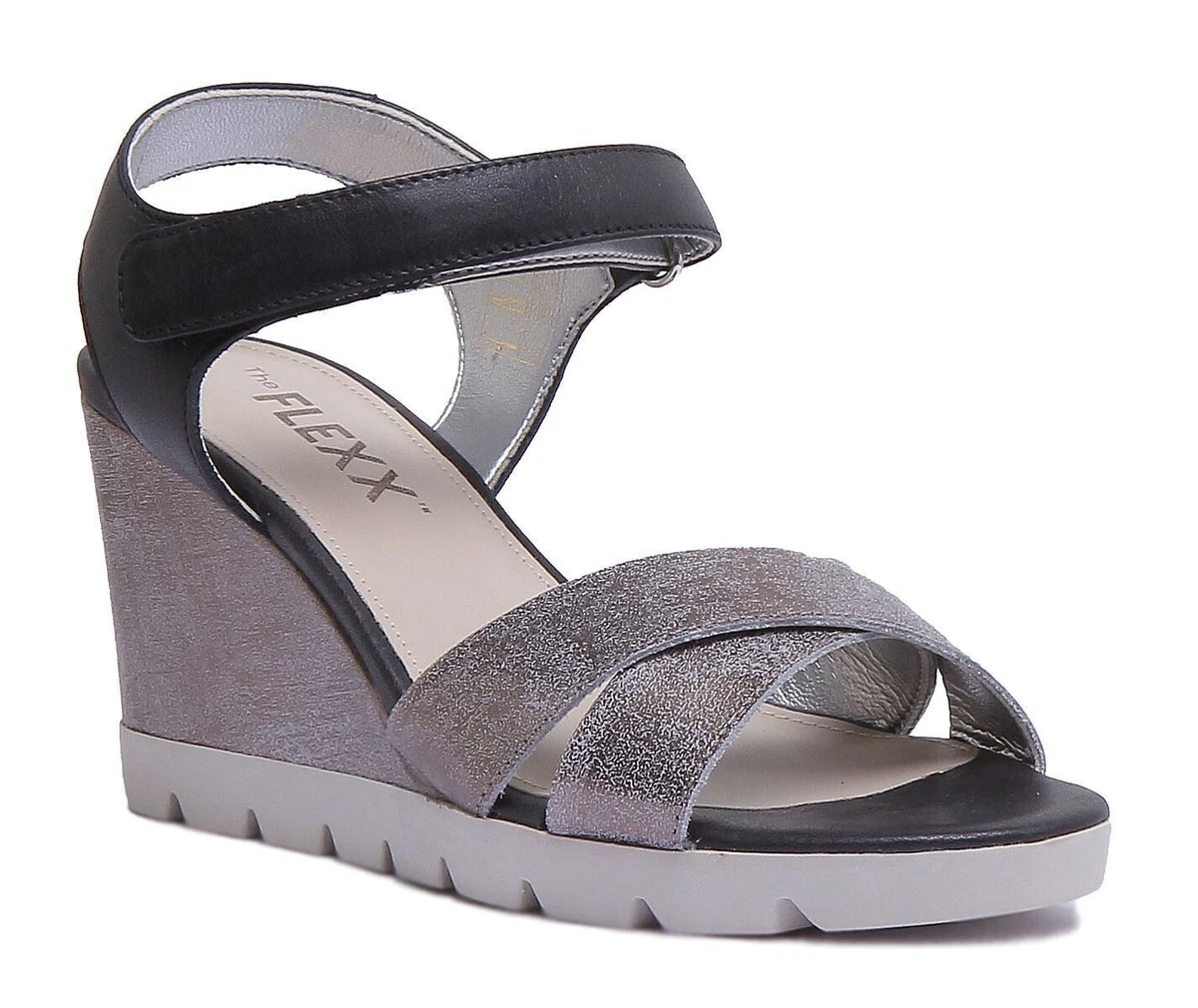 Sandali per Le Donne Sandali in Gabbia per Le Donne, Casual Estate Sandali A Cuneo Chiuso Sandali da Cuneo Scarpe da Donna Gladiatore Estate Pu Apertura Punte Sandali Elastici per(Size:39,Color:Nero