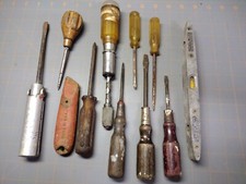 Vintage Screwdriver Mix Assorted Awl Level Knife Estate Find old NZ