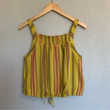 Prana Sleeveless Cami Tank Top Size Small Yellow Stripe 100 Organic Cotton NWT