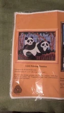 PEKING PANDA Bears complete Crewel Kit w/ Instructions, Persian Wool and canvas