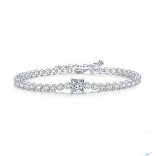1CT MOISSANITE Tennis Chain Bracelet For Women D/VVS1 Solid 925 Sterling Silver