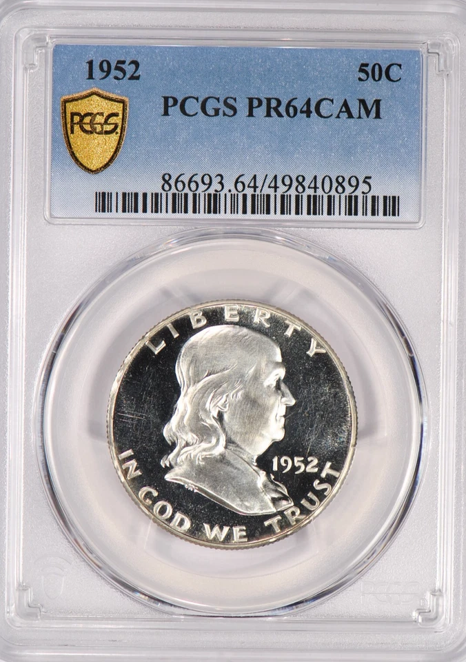 1952 Franklin Half Dollar PCGS PF64CAM PF 64 CAMEO Frosty Coin 50C - Image 2 of 3