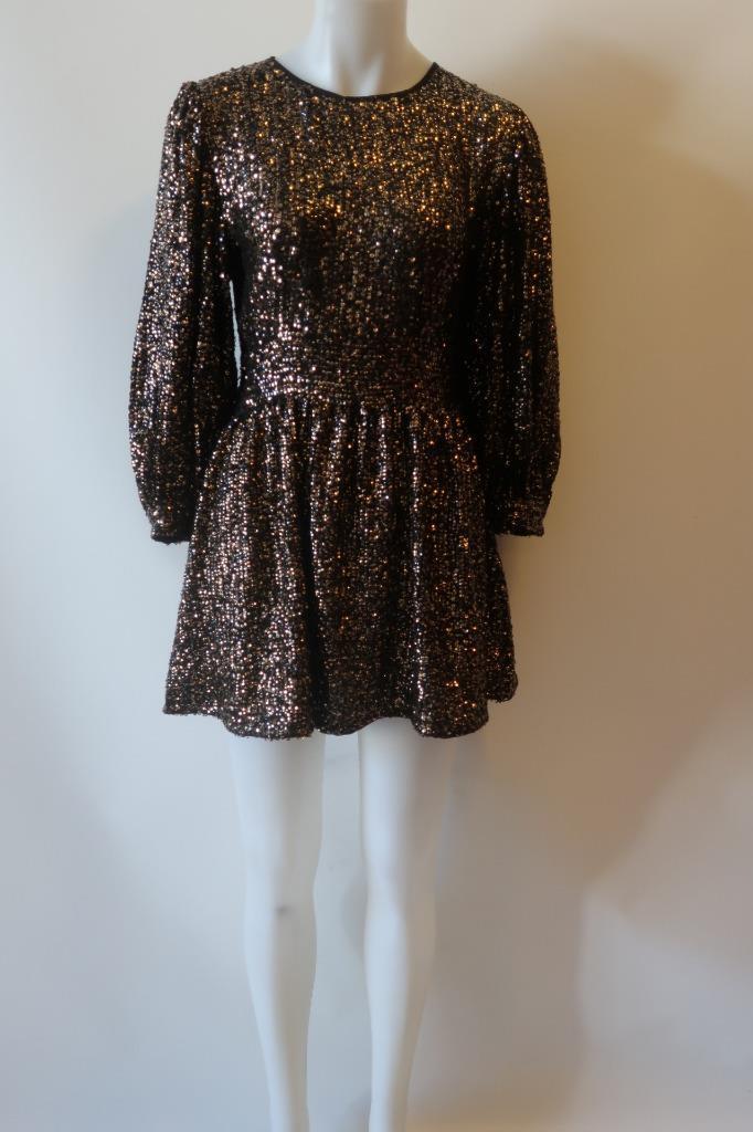 Womens Zara Gold Black Long Sleeve Sequined Mini Dress XS-S * | eBay Womens Zara Gold Black Long Sleeve Sequined Mini Dress XS-S * | eBay