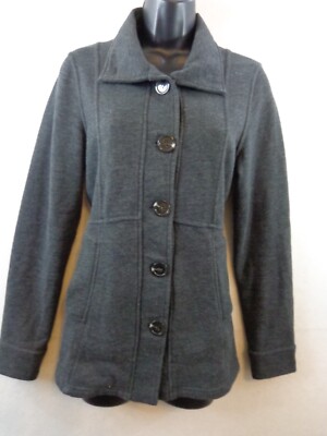 Prana Jacket Women's S Grey Button-Front Pockets Fleece Casual