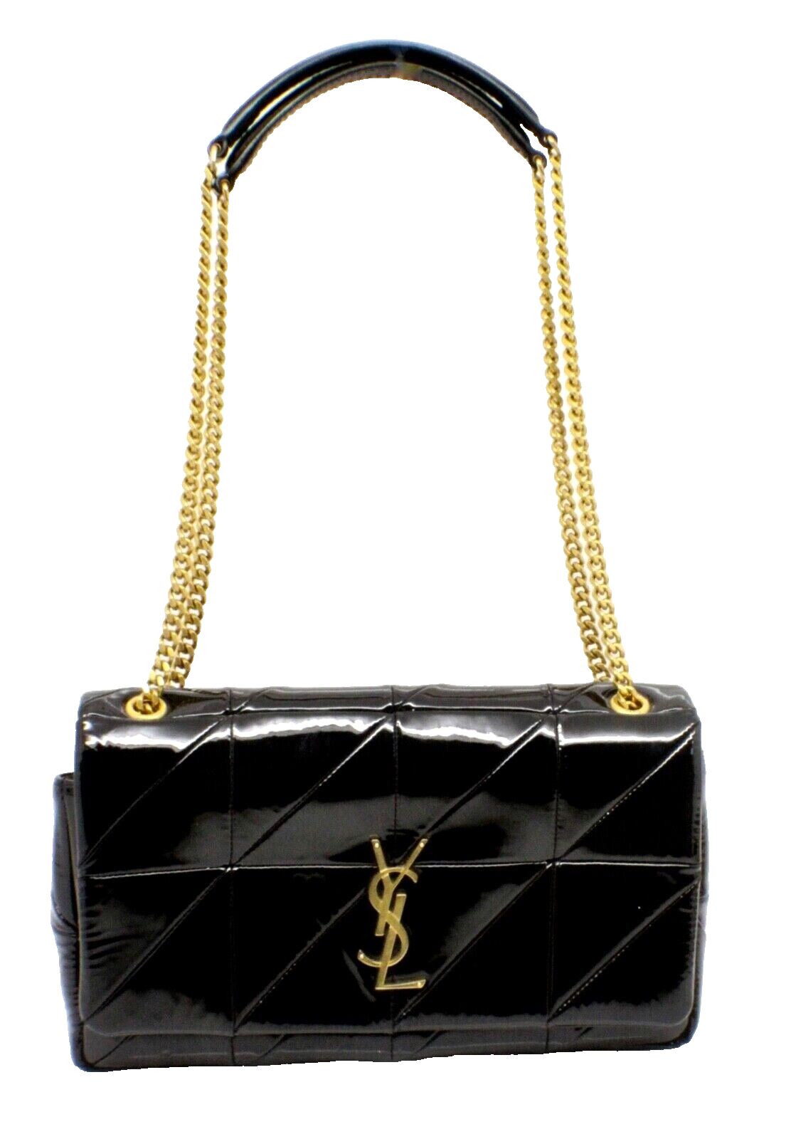 Borsa a tracolla Saint Laurent Jamie media trapuntata in pelle YSL pelle patinata nera