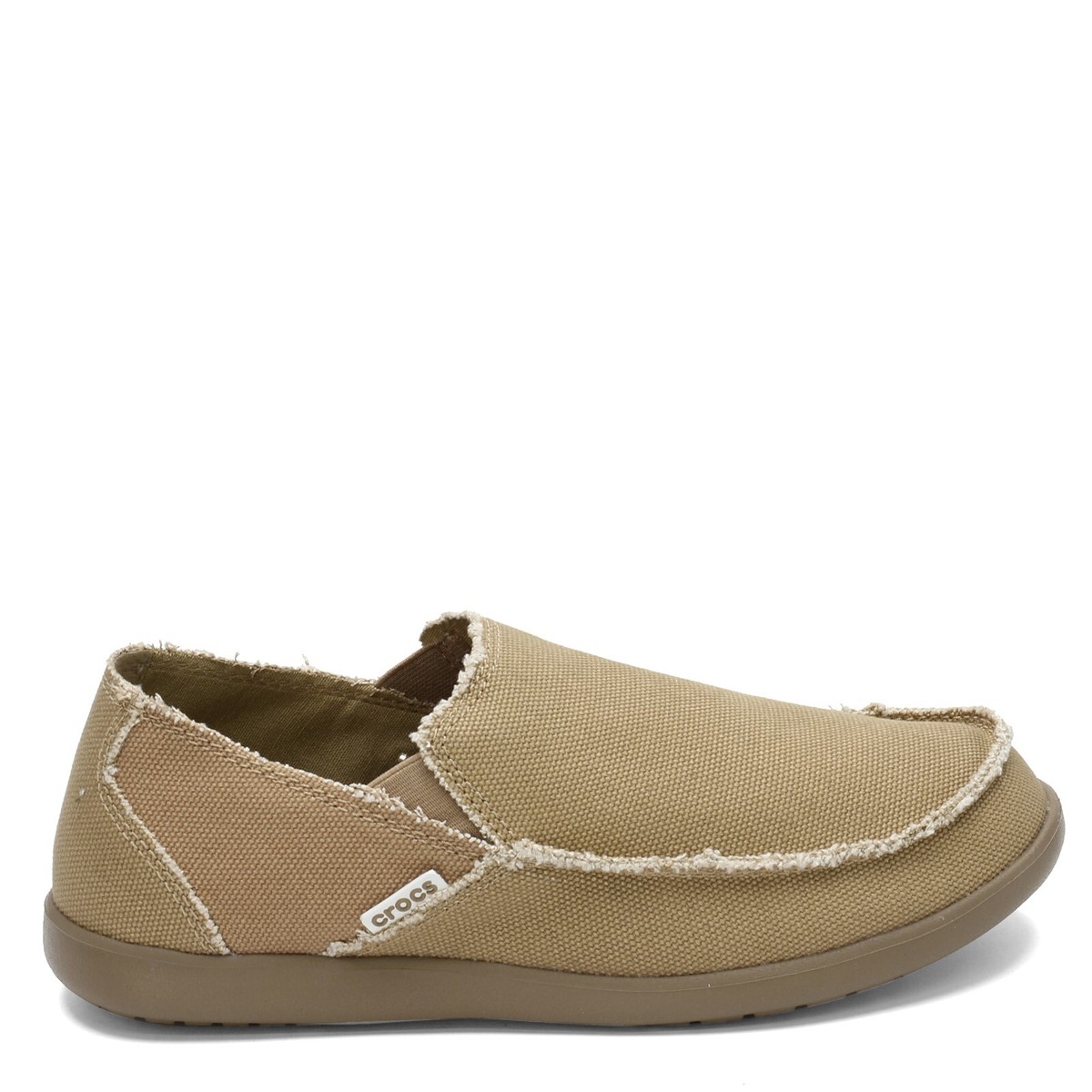 Crocs Santa Cruz Loafer Shoes Mens Size 8 Khaki Canvas Slip