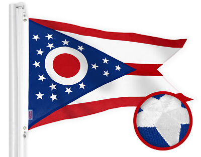 G128 Ohio OH State Flag 1x1.5 Ft Embroidered 220GSM Spun Poly, Indoor/Outdoor
