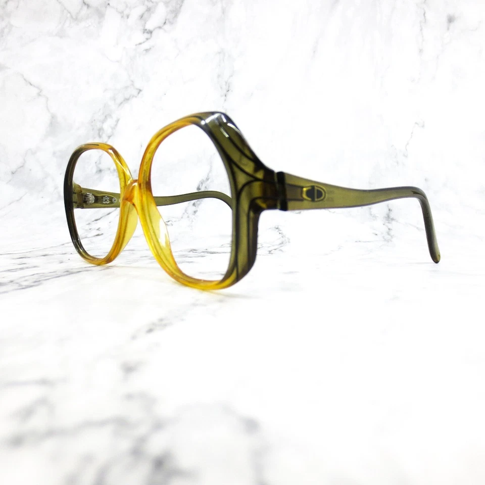 Christian Dior 2035 20 Anteojos Verde Amarillo Redondo Borde Completo Monturas 54-14-130 Foto 2 de 4