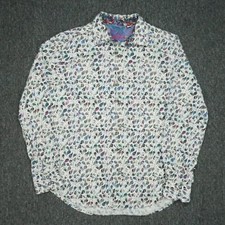 Robert Graham Shirt Mens Large White Paisley Classic Fit Flip Cuff Colorful