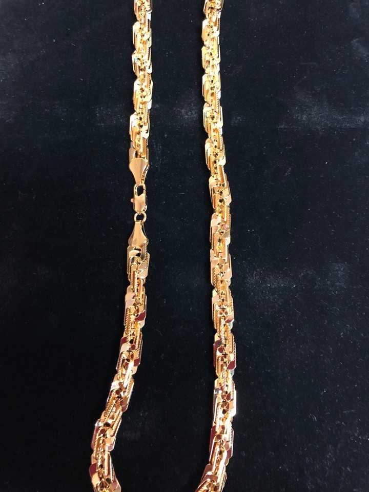 14K GOLD PLATED 8MM SQUARE ROPE CHAIN 30