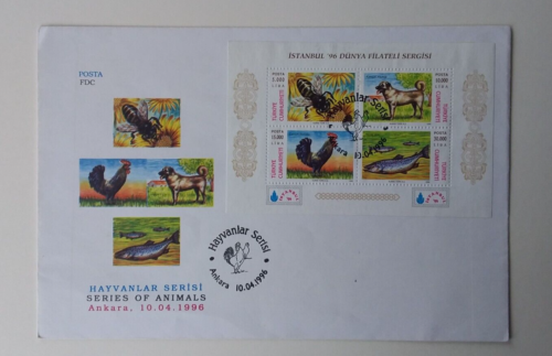 Turkey 1996 M/S 3275 Istanbul '96 Int Stamp Exhibition - Animals (2nd Issue) FDC - Picture 1 of 2