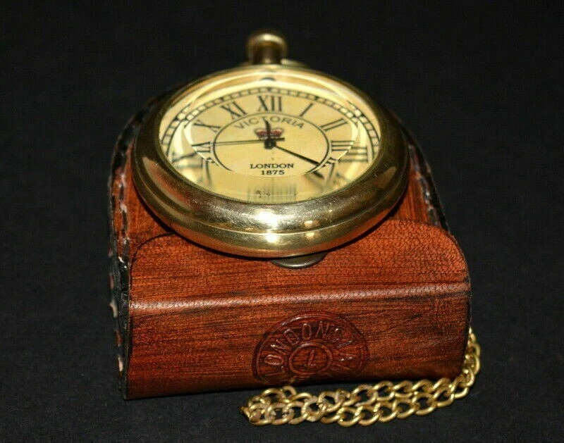 Antique Brass Pocket watch Victoria 1875 vintage with Leather Box Occasion Gift - Image 3 of 4