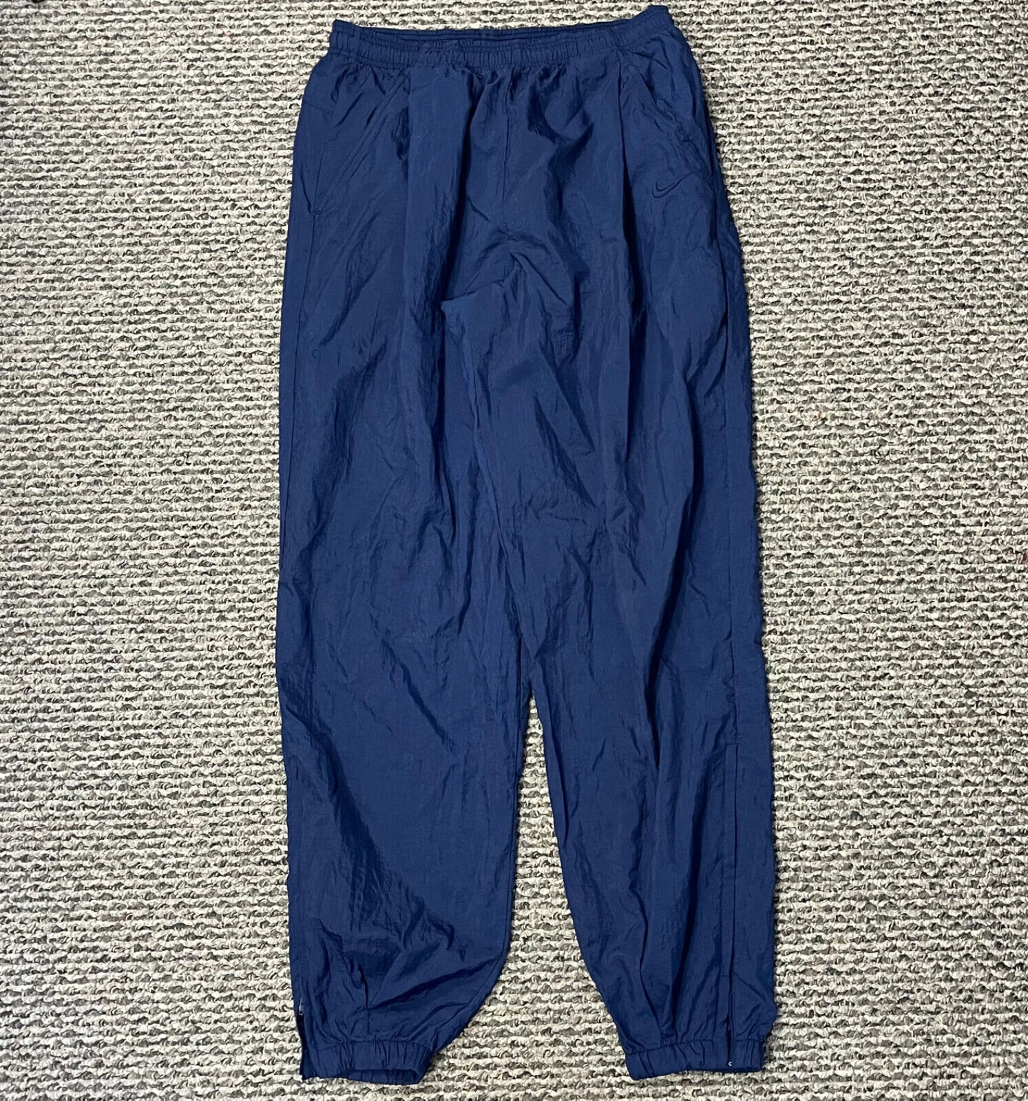Vintage Nike Track Pants Mens L Blue Windbreaker Jogger Swoosh Active Zip Sport