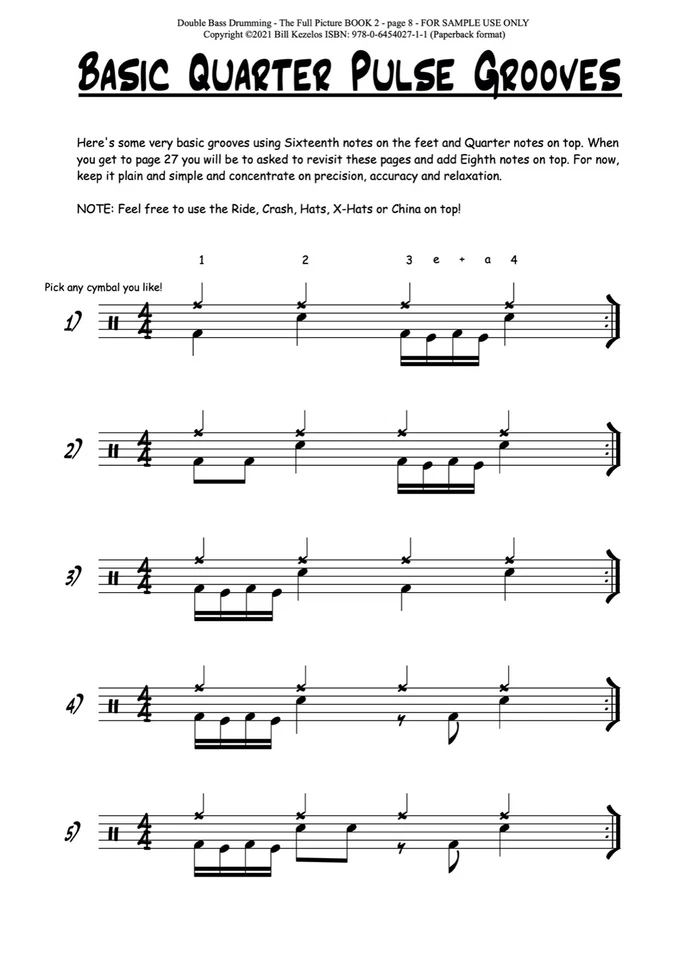 Double Bass Drumming - BOOK 2 - by Bill Kezelos - Image 3 of 4