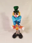 Murano Glass Standing Clown With Big Blue Bow Hand Blown Colorful Made In Italy