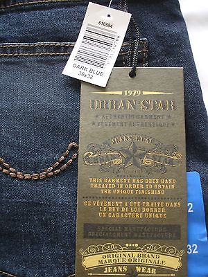 Men's Urban Star Jeans Dark Wash Relaxed Fit Straight Leg Men's Urban Star Jeans Dark Wash Relaxed Fit Straight Leg