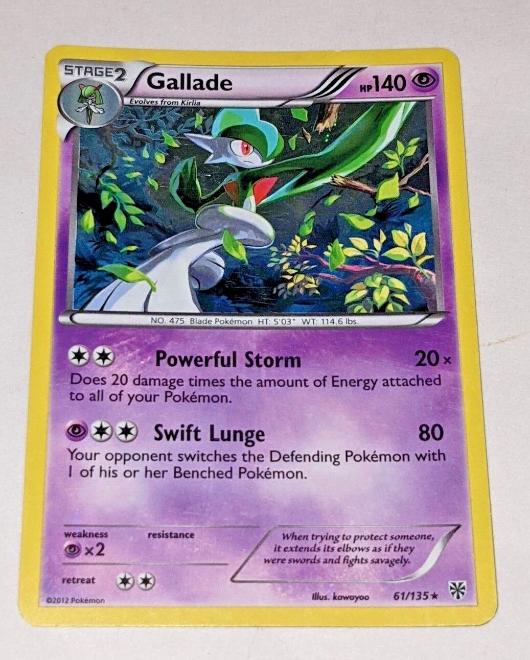 Gallade Holo Rare # 61/135 BW Plasma Storm MP Pokemon Card Holographic Foil TCG