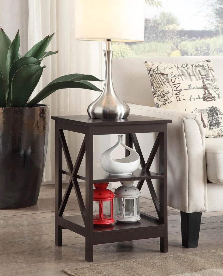 Oxford End Table 15.75" - Modern Living Room Table with Storage Shelves, Transit - Image 2 of 4