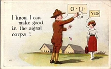 Military humor postcard I know I can make it in the Signal Corps Soldier comics