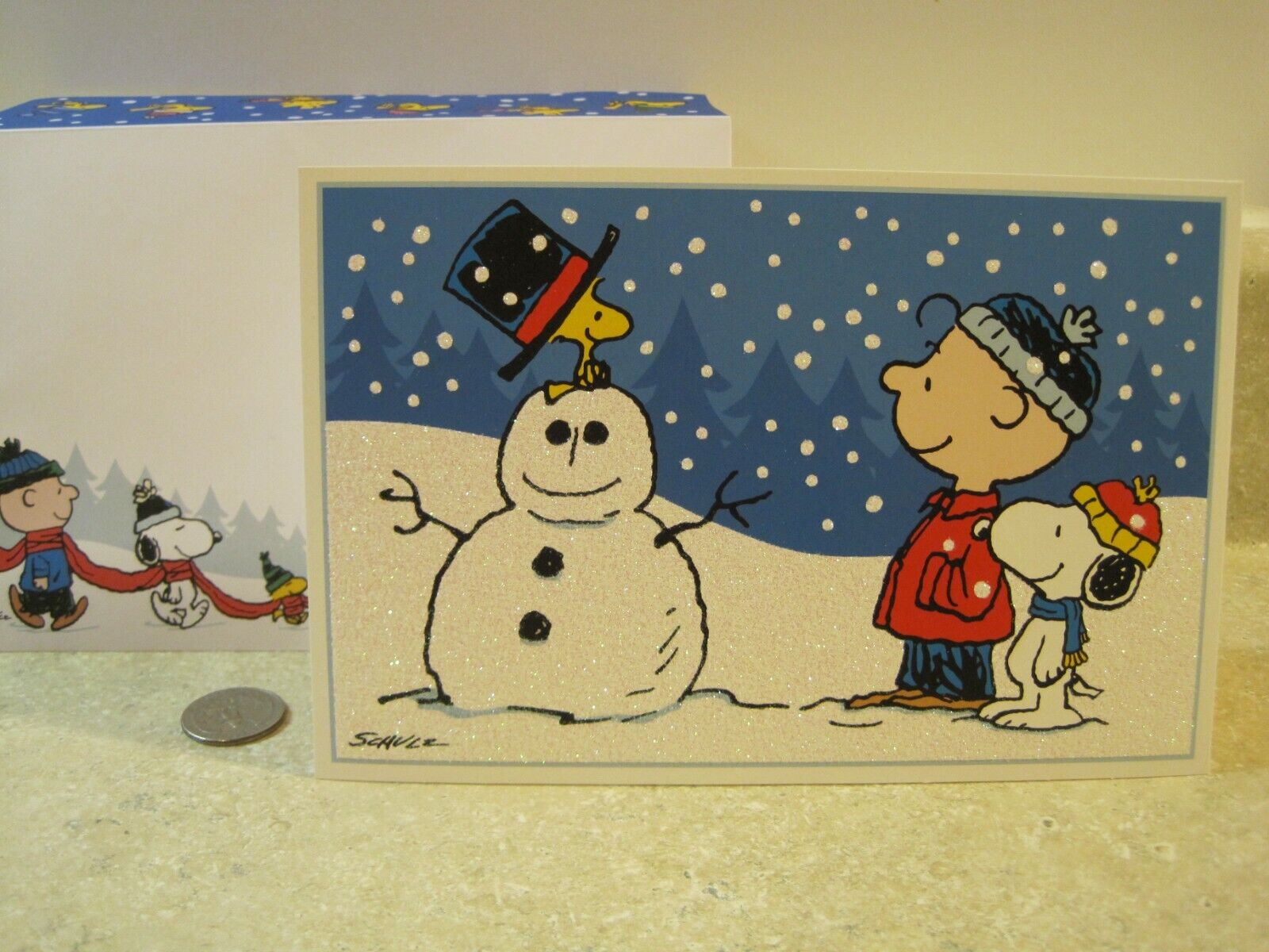 HIGH QUALITY PEANUTS SNOOPY CHRISTMAS CARD WOODSTOCK CHARLIE BROWN &  SNOWMAN | eBay