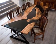 Custom Black Unique Epoxy Resin Dining Table, Epoxy Counter Top, Coffee Table