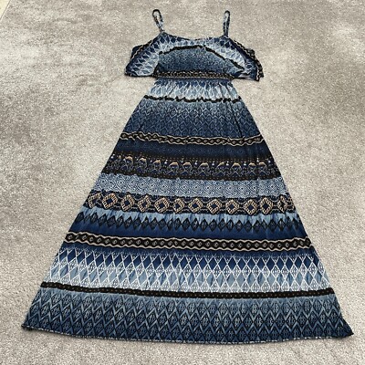 West Loop Cold Shoulder Maxi Long Dress Women Medium Blue Geometric Aztec Casual | eBay West Loop Cold Shoulder Maxi Long Dress Women Medium Blue Geometric Aztec Casual | eBay