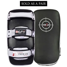 DEFY New Kick Boxing Strike Curved Thai Pad MMA Training Focus Mitt 1 Pair White
