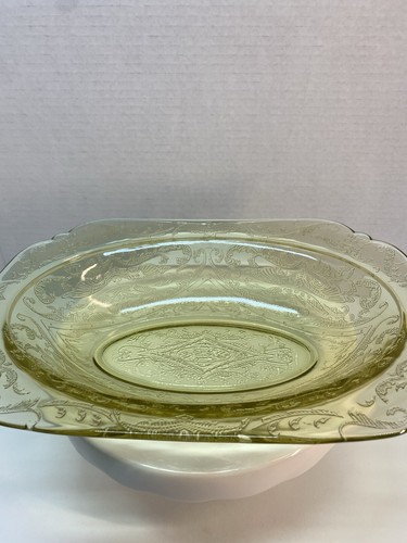 Vintage 1930s Federal Glass Madrid Yellow Amber 10" Oval Bowl - Picture 7 of 15