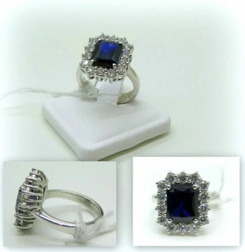 Anelli di lusso blu argento zaffiro