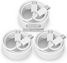 3Pack 6Ft USB-C to USB-C Cable 60W PD Fast Charger Data Quick Charging Cord Lot