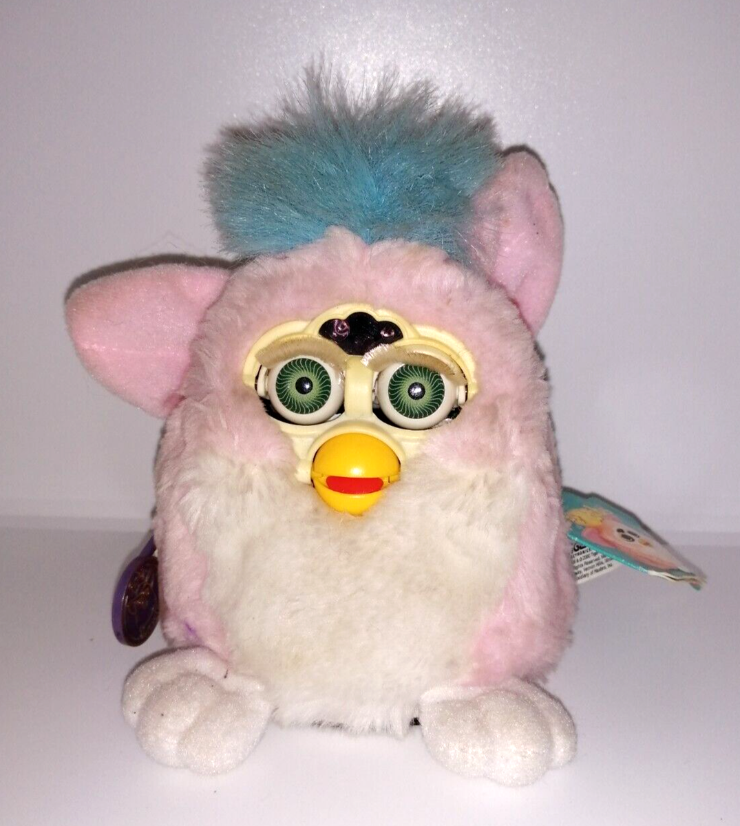 Furby Baby 1999 Bébé rose blanc bleu avec yeux bruns- vintage Furby Babies- Furby peluche Electronic Interactive furby toy WORKS - France
