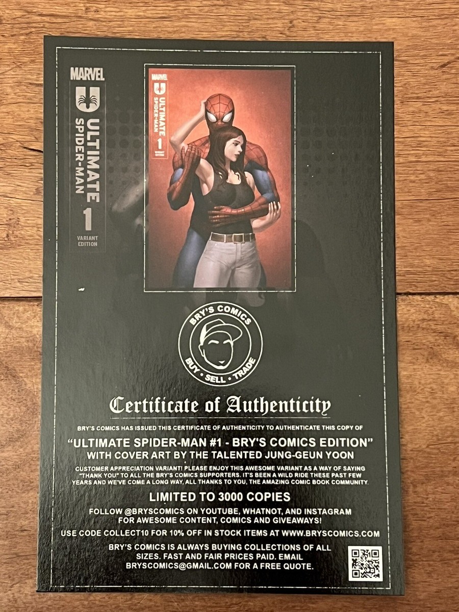 Ultimate Spider-Man #1 Bry’s Brys Comics Yoon Variant Limited To 3000 w/ COA
