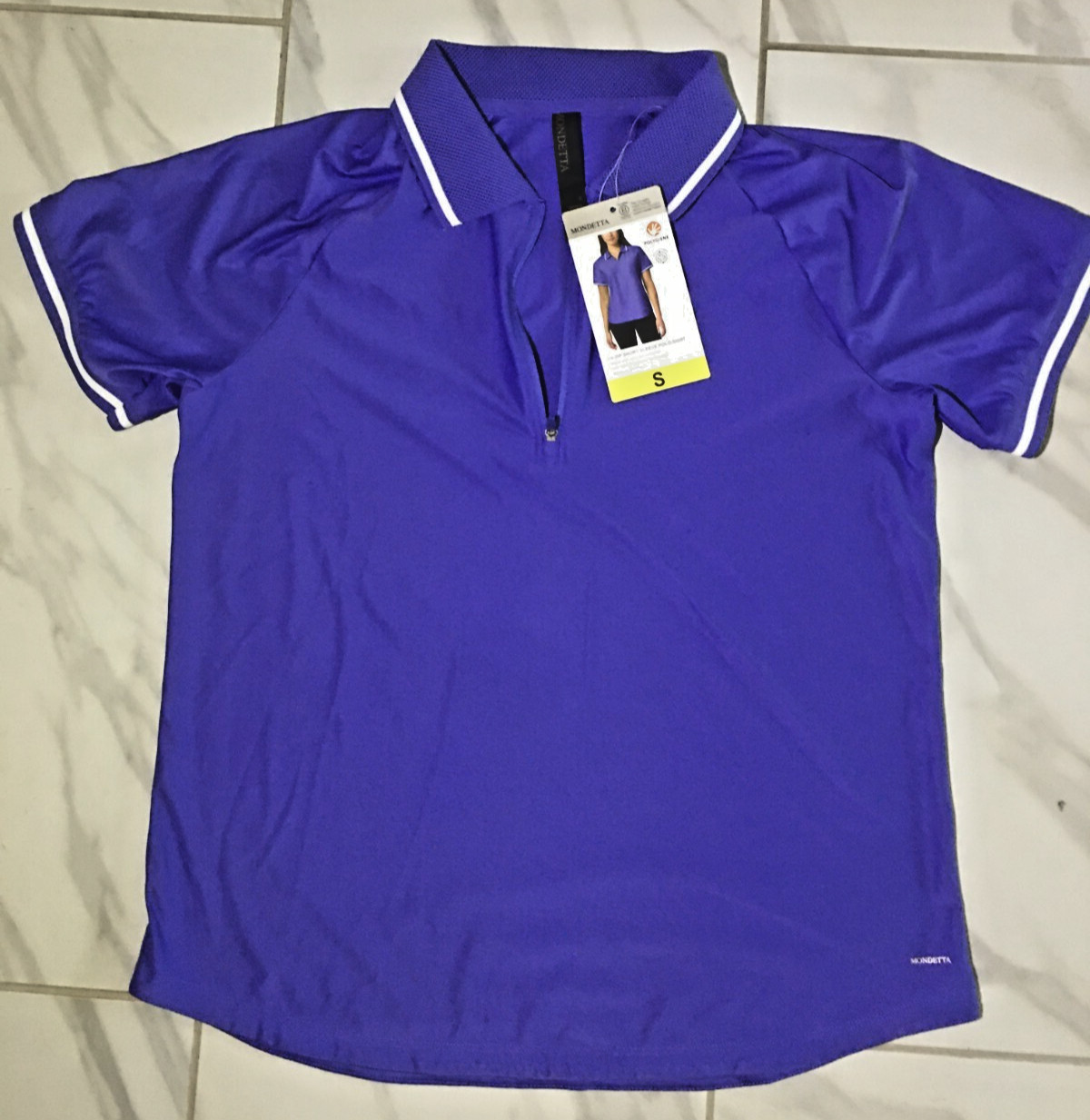Mondetta Women's 1/4-Zip Short Sleeve Polo Shirt, Blue, Size S